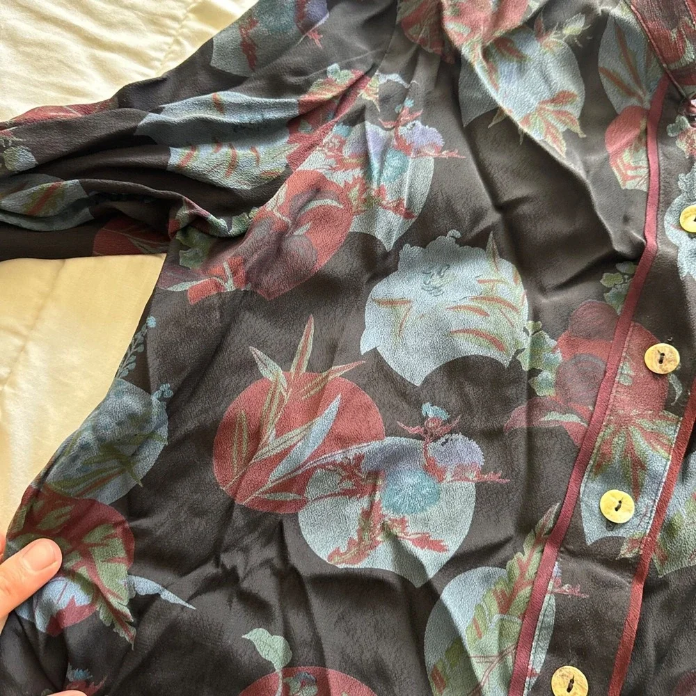 Citron Blouse Santa Monica Silk sz.L fans black button down comfort‎